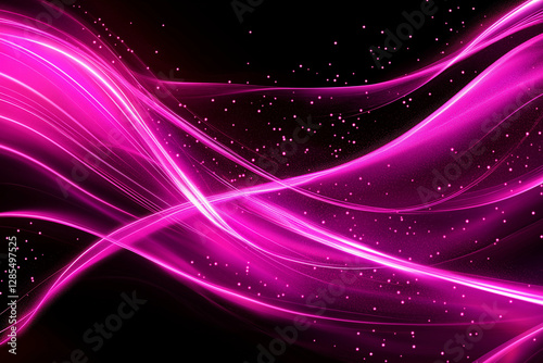 Abstract Swirling Pink Waves with Light Sparks on a Black Background, Vivid abstract, artistic