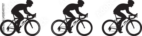 Dynamic Cyclist Silhouettes Vector Set photo