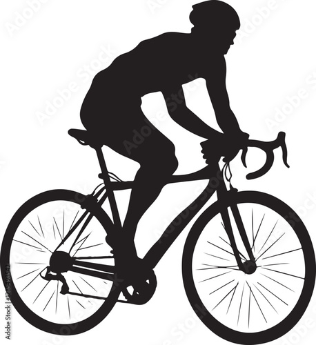 Dynamic Cyclist Silhouettes Vector Set photo