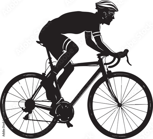 Dynamic Cyclist Silhouettes Vector Set photo