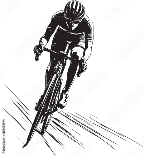 Dynamic Cyclist Silhouettes Vector Set photo