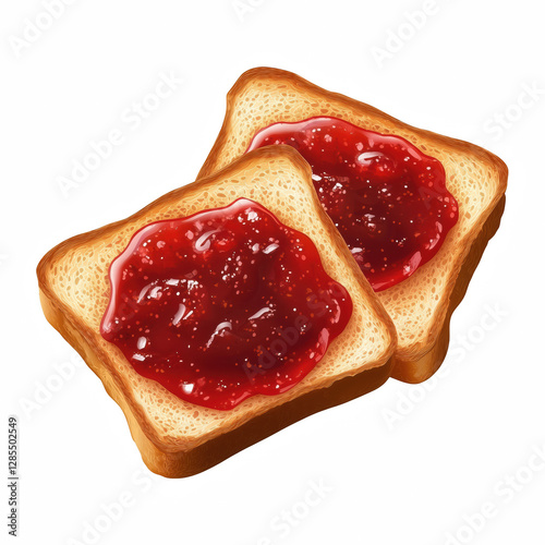 Wallpaper Mural Realistic illustration of two slices of toast with a generous layer of vibrant red jam, showcasing rich texture and glossy spread, isolated on transparent background.

 Torontodigital.ca