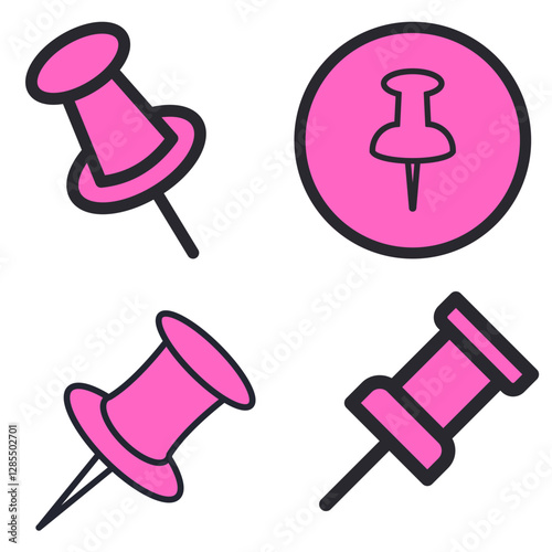 set of push pins vector