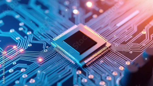 Abstract futuristic technology with microchip for high computer tech concept