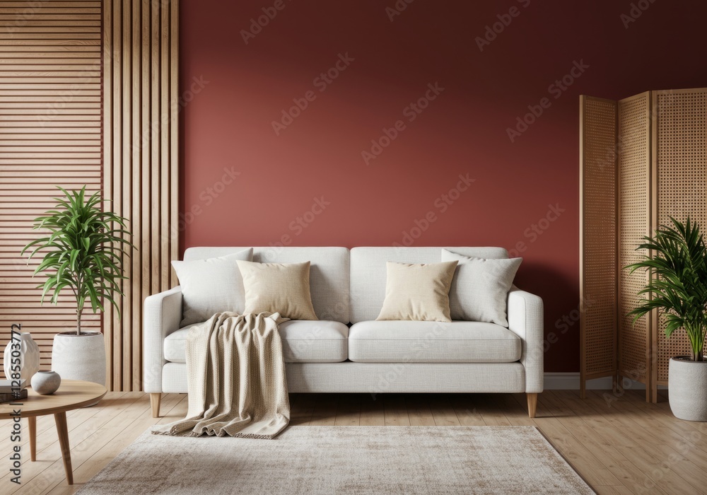 Bold Elegance: Modern Interior with a Red Accent Wall Bold Elegance: Modern Interior with a Red Accent Wall