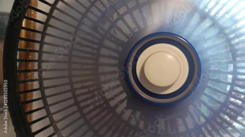 the fan blades are spinning fast