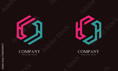 Set of hexagon-shaped monogram logo with the initial letter A. Suitable for various businesses.