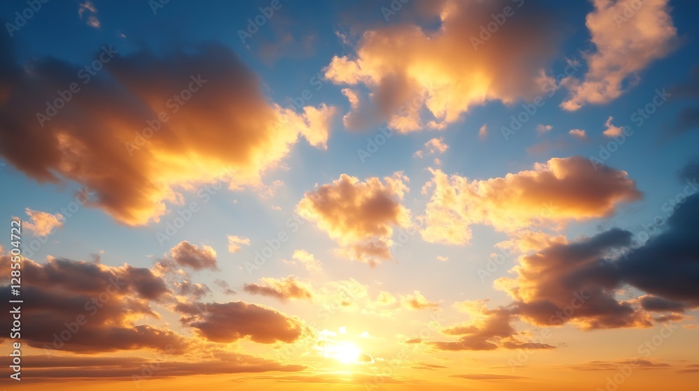 Fototapeta premium Beautiful Sunset with Colorful Clouds and a Radiant Sky Over the Horizon : Generative AI