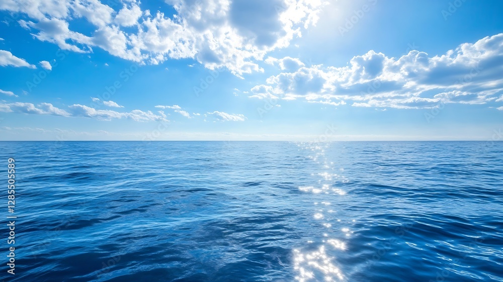 Fototapeta premium Bright Ocean View Under Clear Sky with Sparkling Water Reflections : Generative AI