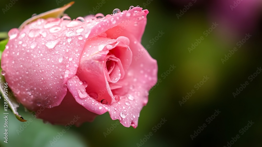 Fresh pink rose with dew drops symbolizing beauty and nature : Generative AI Fresh pink rose with dew drops symbolizing beauty and nature : Generative AI
