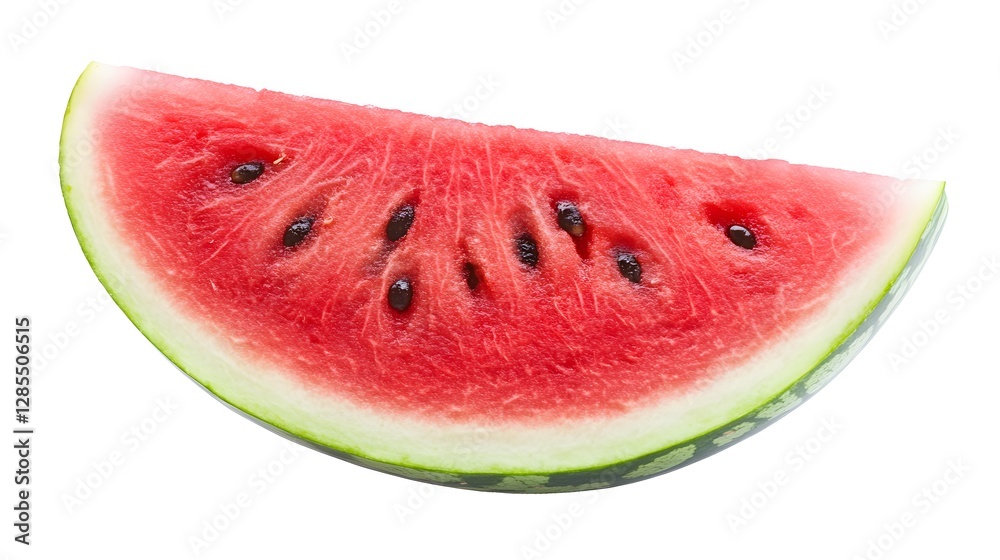 A fresh red watermelon slice, clean white background, transparent isolate A fresh red watermelon slice, clean white background, transparent isolate