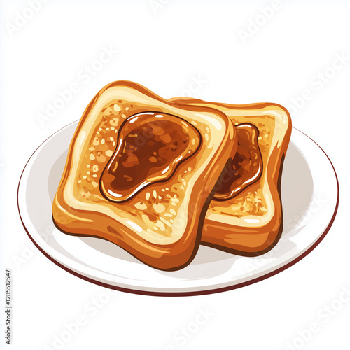 Wallpaper Mural Two pieces of French toast with syrup drizzled on top, presented on a white dish for breakfast. Torontodigital.ca