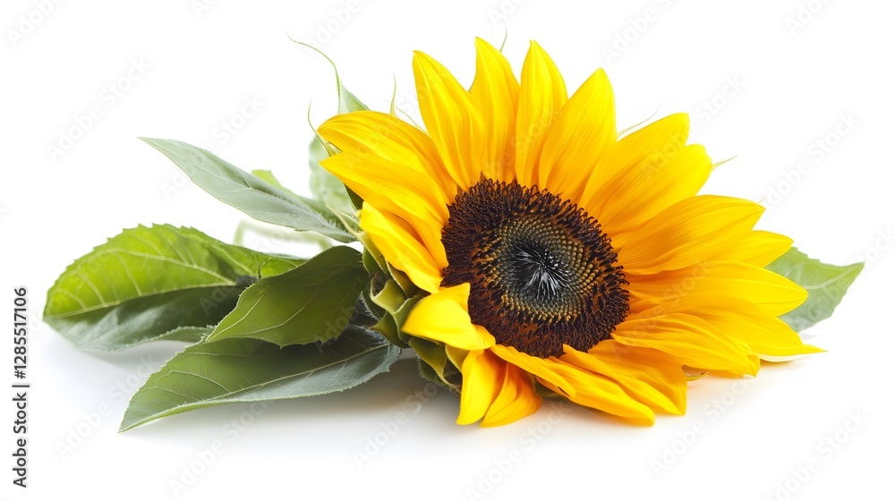 Obraz premium A single sunflower, clean white background, transparent isolate