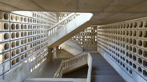 Obraz Modern Architectural Staircase with Unique Concrete Patterns and Forms