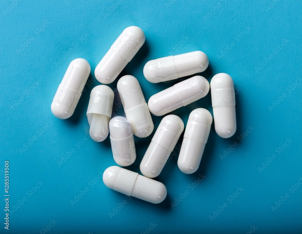 Medical background with white capsules Medical background with white capsules