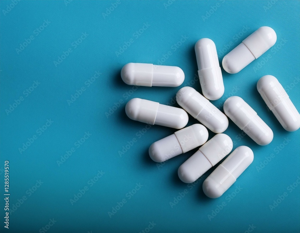 Medical background with white capsules Medical background with white capsules