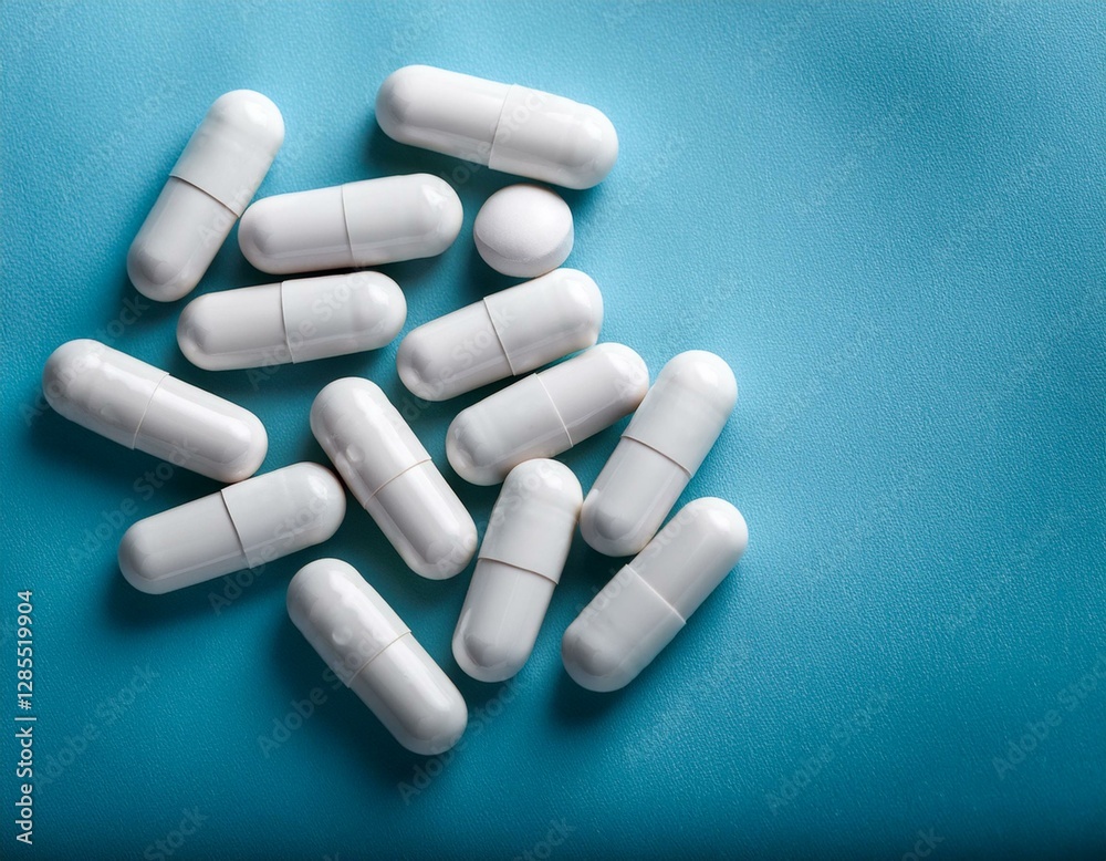 Medical background with white capsules Medical background with white capsules