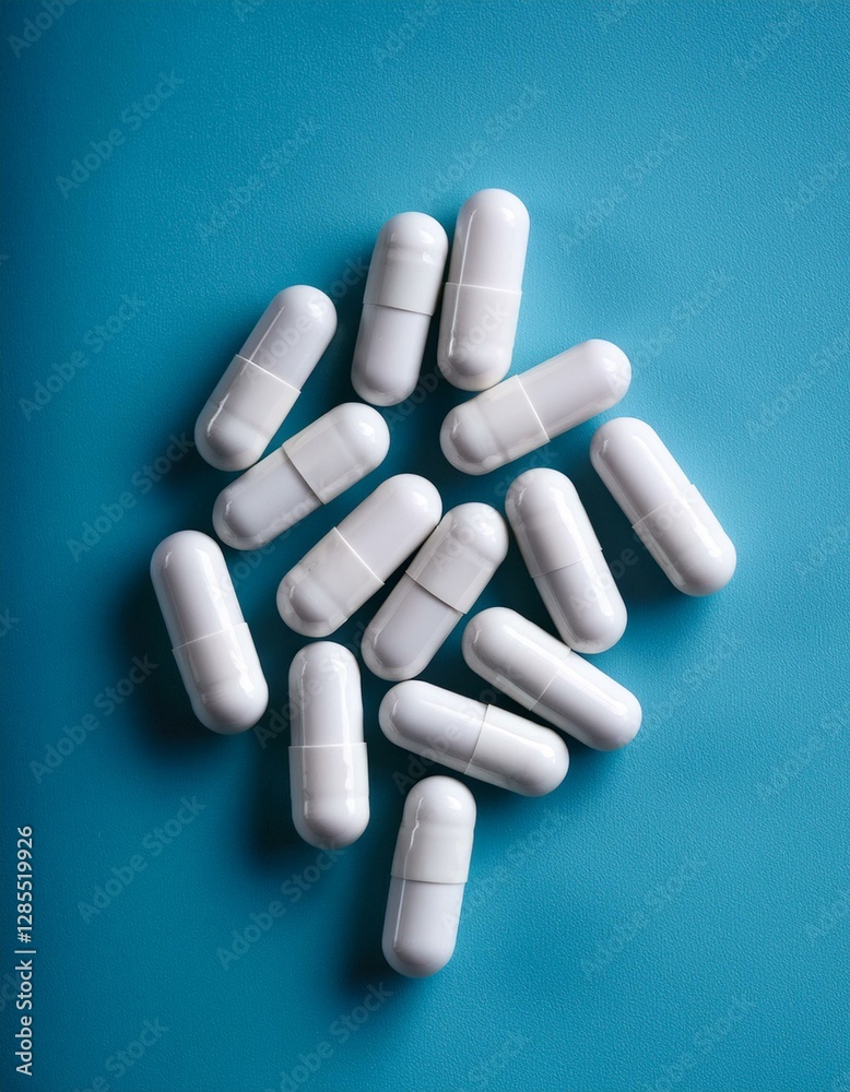 Medical background with white capsules Medical background with white capsules
