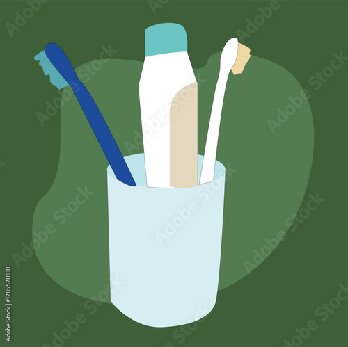 toothbrush in the holder and toothbrush tube on shelf.