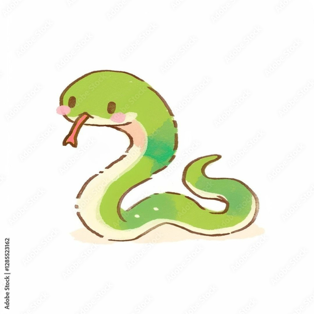 Naklejka premium デフォルメ、シンプルなかわいい蛇、アイコン、素材