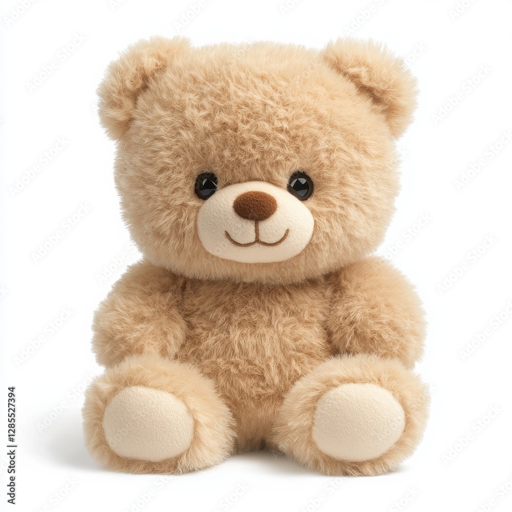 Adorable Tan Teddy Bear Plush Toy on White Background Adorable Tan Teddy Bear Plush Toy on White Background
