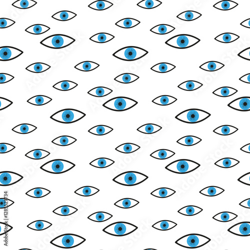 Modern seamless pattern with hand drawn eyes.