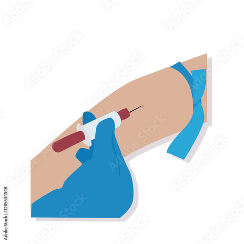 injecting hand. Syringe in hand 