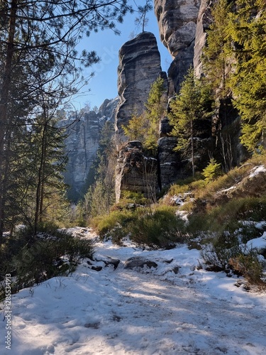 Obraz na płótnie Adrspach-Teplice Rocks in winter w salonie