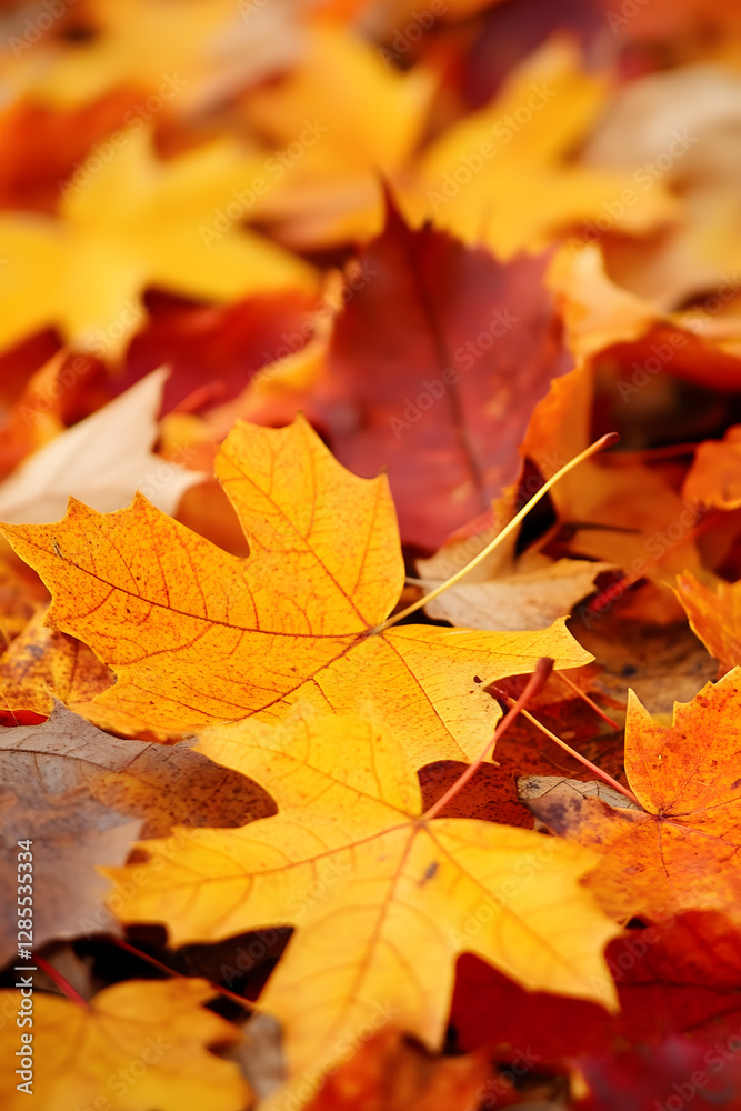 Colorful Autumn Leaves Scattered on the Ground Capturing Fall Essence : Generative AI Colorful Autumn Leaves Scattered on the Ground Capturing Fall Essence : Generative AI