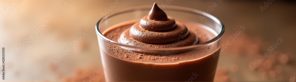 Chocolate drink with a whipped topping in a glass Chocolate drink with a whipped topping in a glass