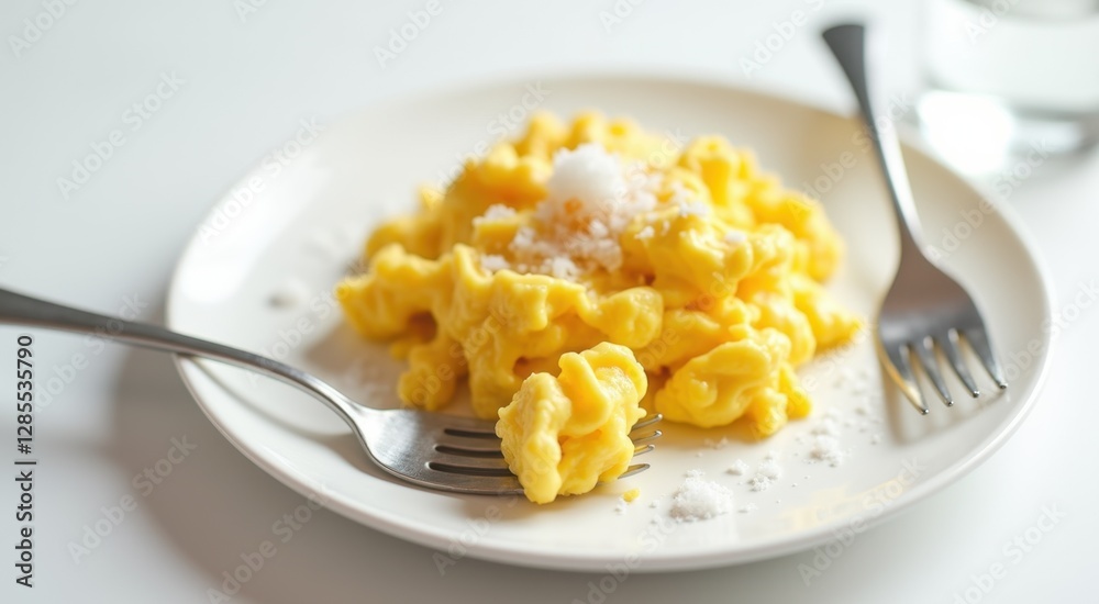Plate of food with a fork and a glass of water