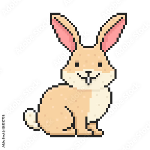 Rabbit in pixel style. Vector illustration.
