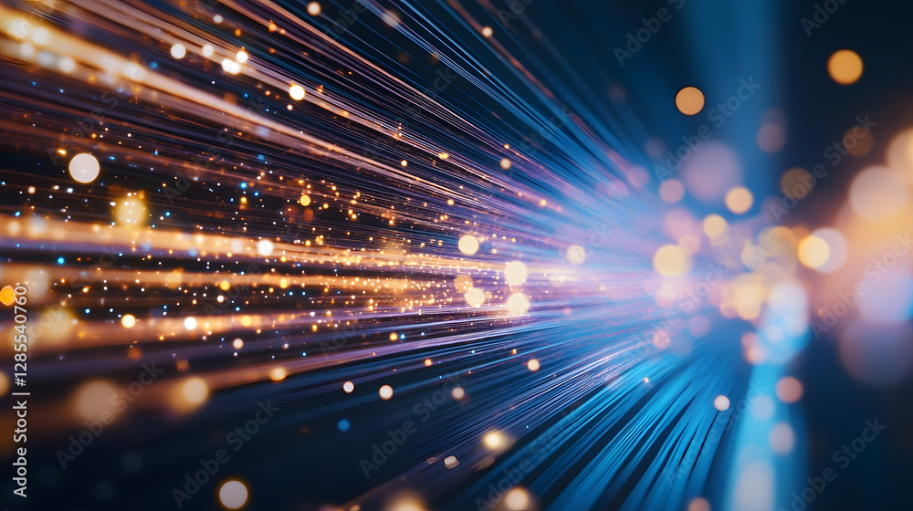 Obraz premium Abstract Futuristic Light Streaks and Glowing Particles Background for Digital Art : Generative AI