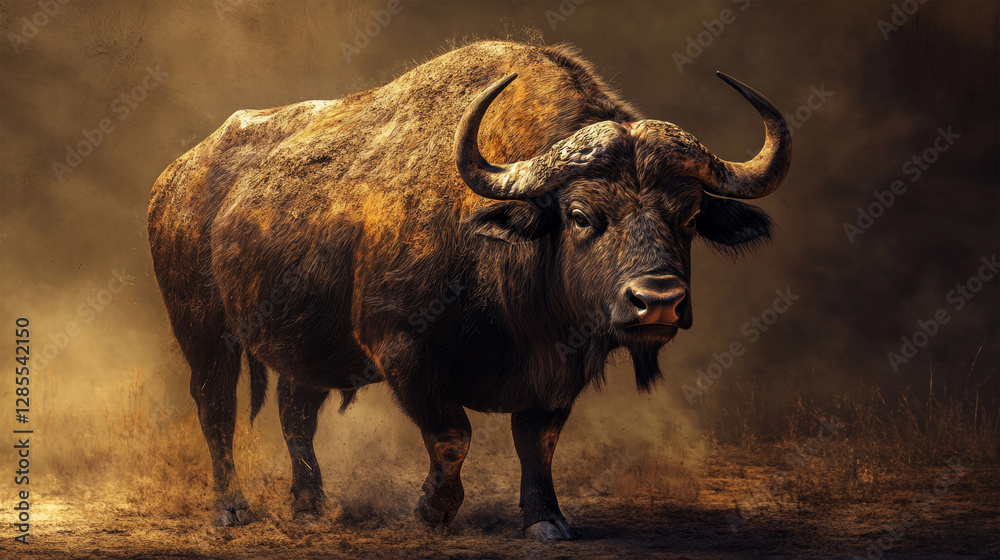 Naklejka premium buffalo in livestock on nature background