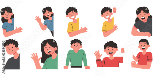 People Peeping Corners Illustration