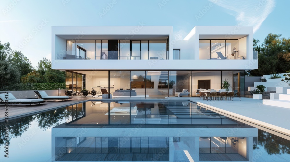 Fototapeta premium Modern Luxury Villa with Infinity Pool and Stunning Views