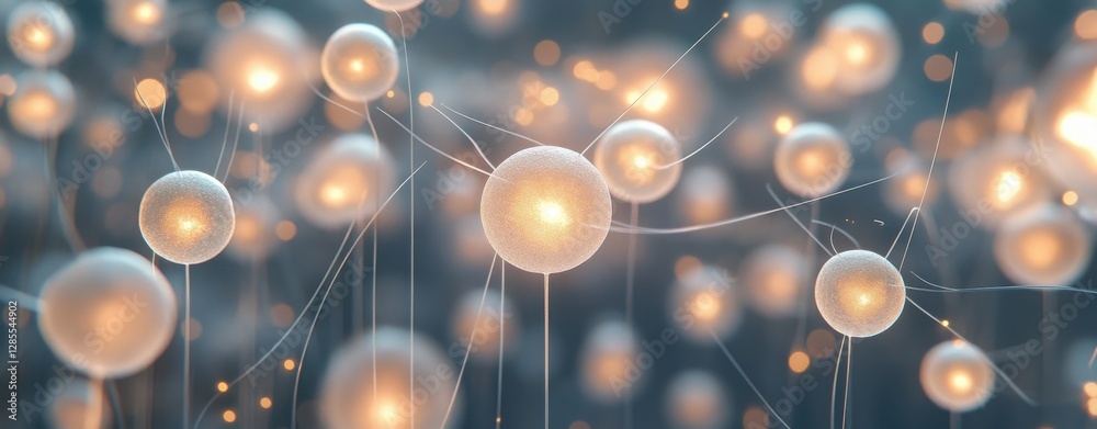 Obraz premium Glowing Spheres Network Abstract Background Image