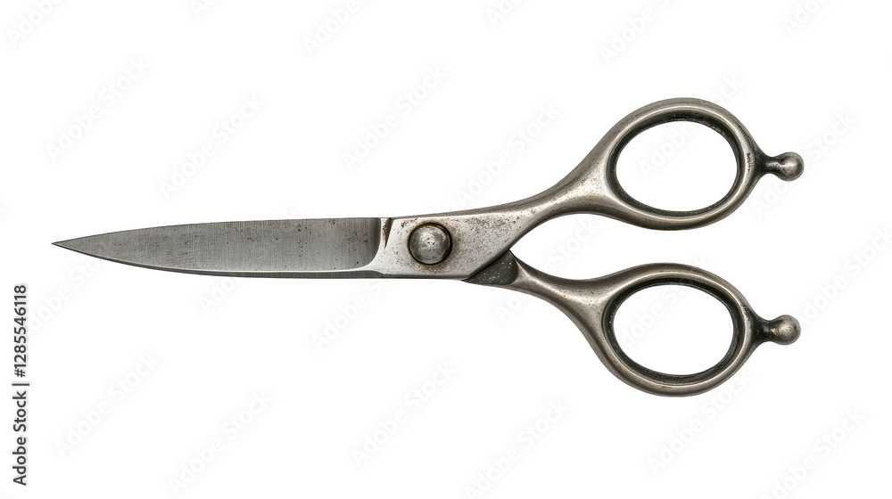 Sharp scissors on a black background, closeup study of cutting tool Sharp scissors on a black background, closeup study of cutting tool