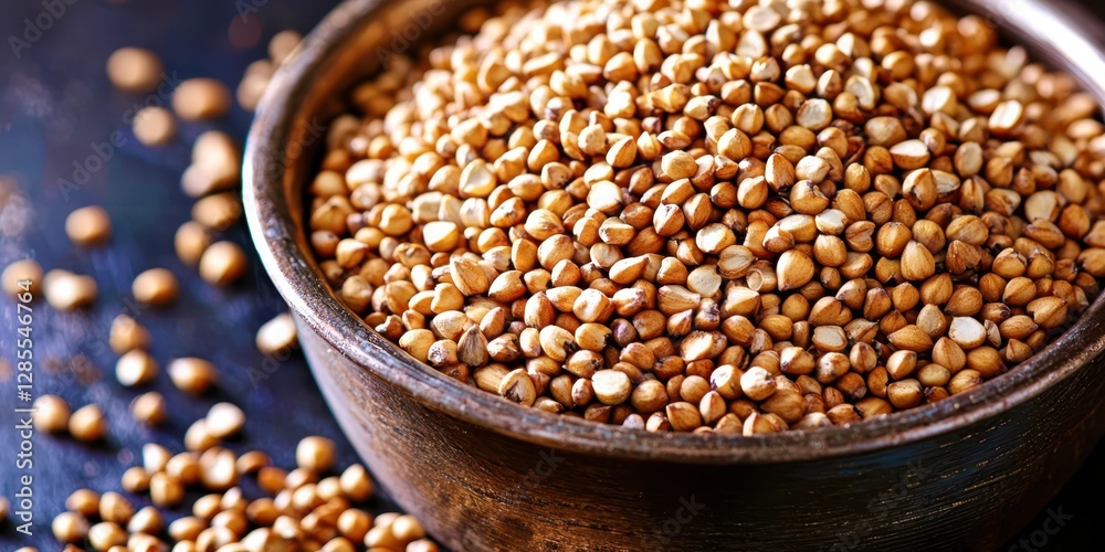 Bowl of brown grains