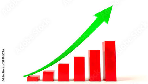 Free Download A 3D business growth chart with a rising green arrow, symbolizing success, progress, and financial growth. Generative AI - GFXLoad