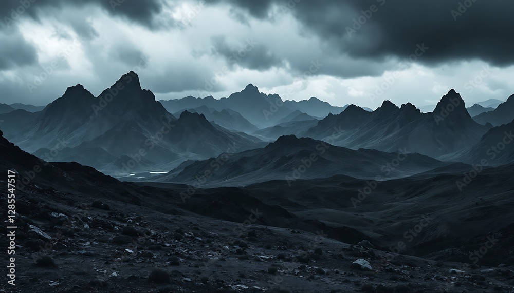 Obraz premium Dark Moody Mountain Range: A Dramatic Landscape Photography