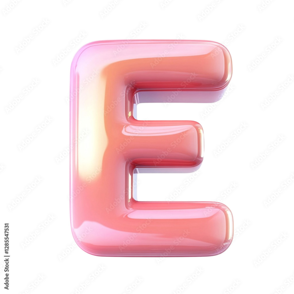 Glossy Pink Letter E 3D Render Design Element, Glossy Pink Letter E 3D Render Design Element,