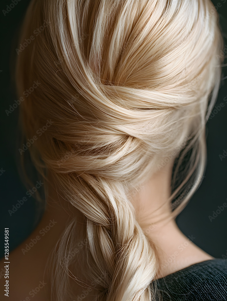 Naklejka premium Elegant Blonde Hair Tied in a Twisted Knot Hairstyle Portrait : Generative AI