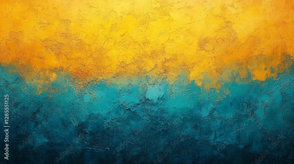 Fototapeta premium Abstract Art of Yellow and Teal Colors Creating a Bold Dynamic Background. Generative AI
