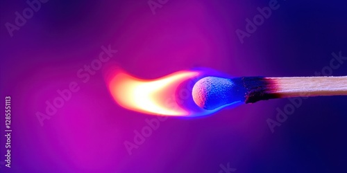 Matchstick is lit and the flame is blue
