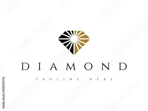 beauty diamond with sun logo design