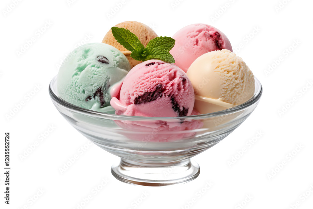 Ice Cream Scoops in Bowl isolated on transparent background Ice Cream Scoops in Bowl isolated on transparent background