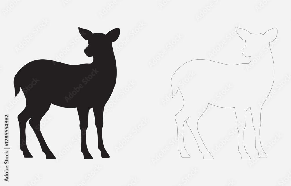 Obraz premium Deer silhouette vector art Illustration Isolated on white background 