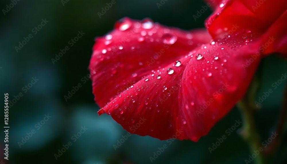 Dew-Kissed Crimson Rose Petal: A Close-Up Macro Photography Dew-Kissed Crimson Rose Petal: A Close-Up Macro Photography