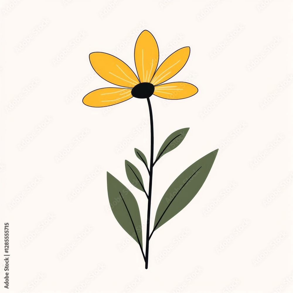 Fototapeta premium Simple yellow flower illustration